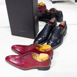 Magnifico - Men's Luxury Red Leather Textured Oxford Dress Shoes - Ashour Shoes