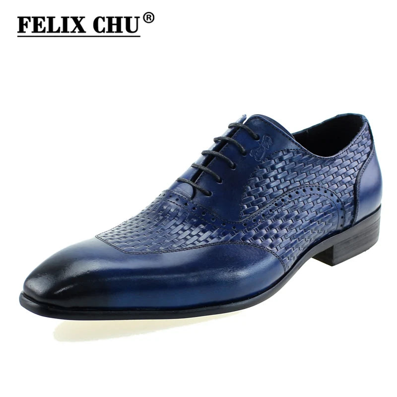 Stile - Men's Elegant Genuine Leather Woven Oxford Dress Shoes - Ashour Shoes