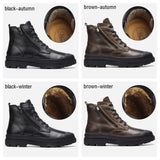 Ravello – Men’s Genuine Leather Winter Boots – zipped Lace-Up Ankle Boots - Ashour Shoes