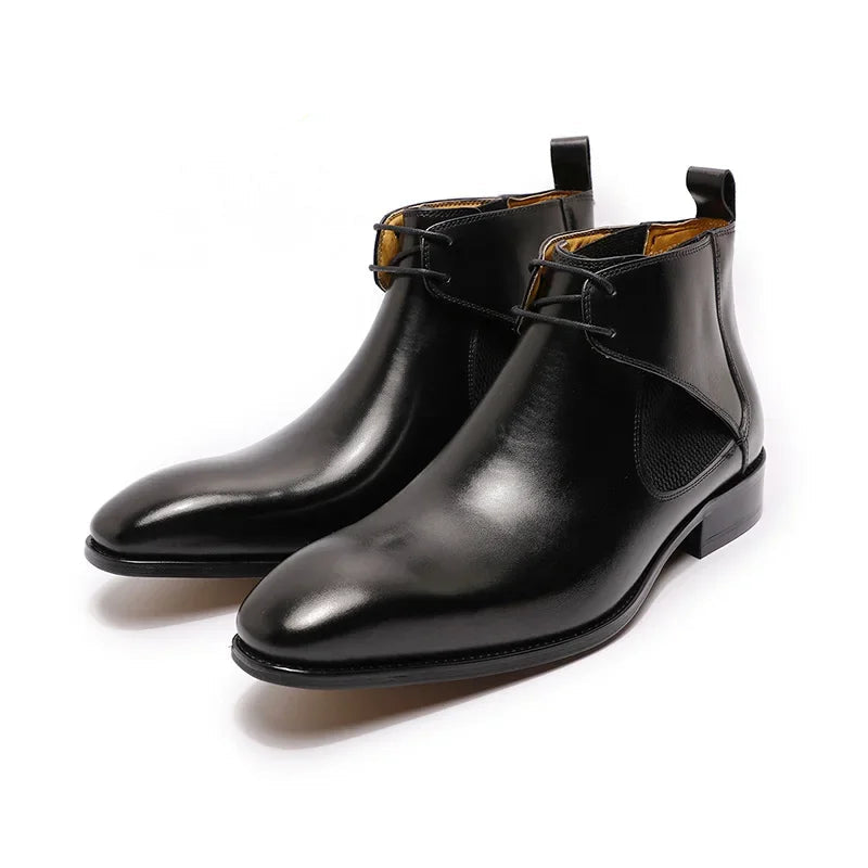 Stile - Men's Elegant Leather Ankle Boots for Business & Wedding - Ashour Shoes