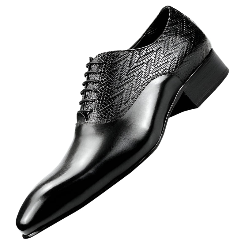 simaya - leather oxford dress shoes. textured detailing. Big sizes. - Ashour Shoes