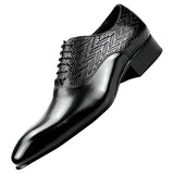 simaya - leather oxford dress shoes. textured detailing. Big sizes. - Ashour Shoes