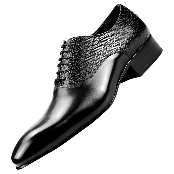 simaya - leather oxford dress shoes. textured detailing. Big sizes.