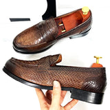 The cenu - Alligator print leather penny loafers for men - Ashour Shoes