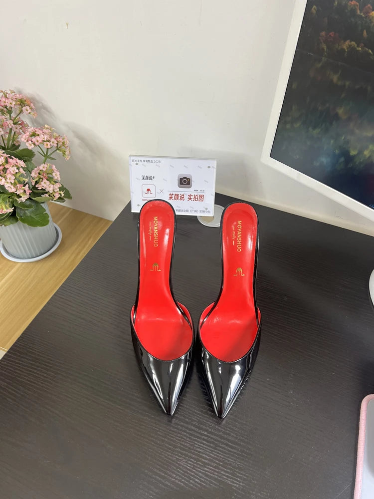POX3 - Red Bottom High Heels in Patent Leather Pointed Toe Stiletto Pumps for Women - Ashour Shoes