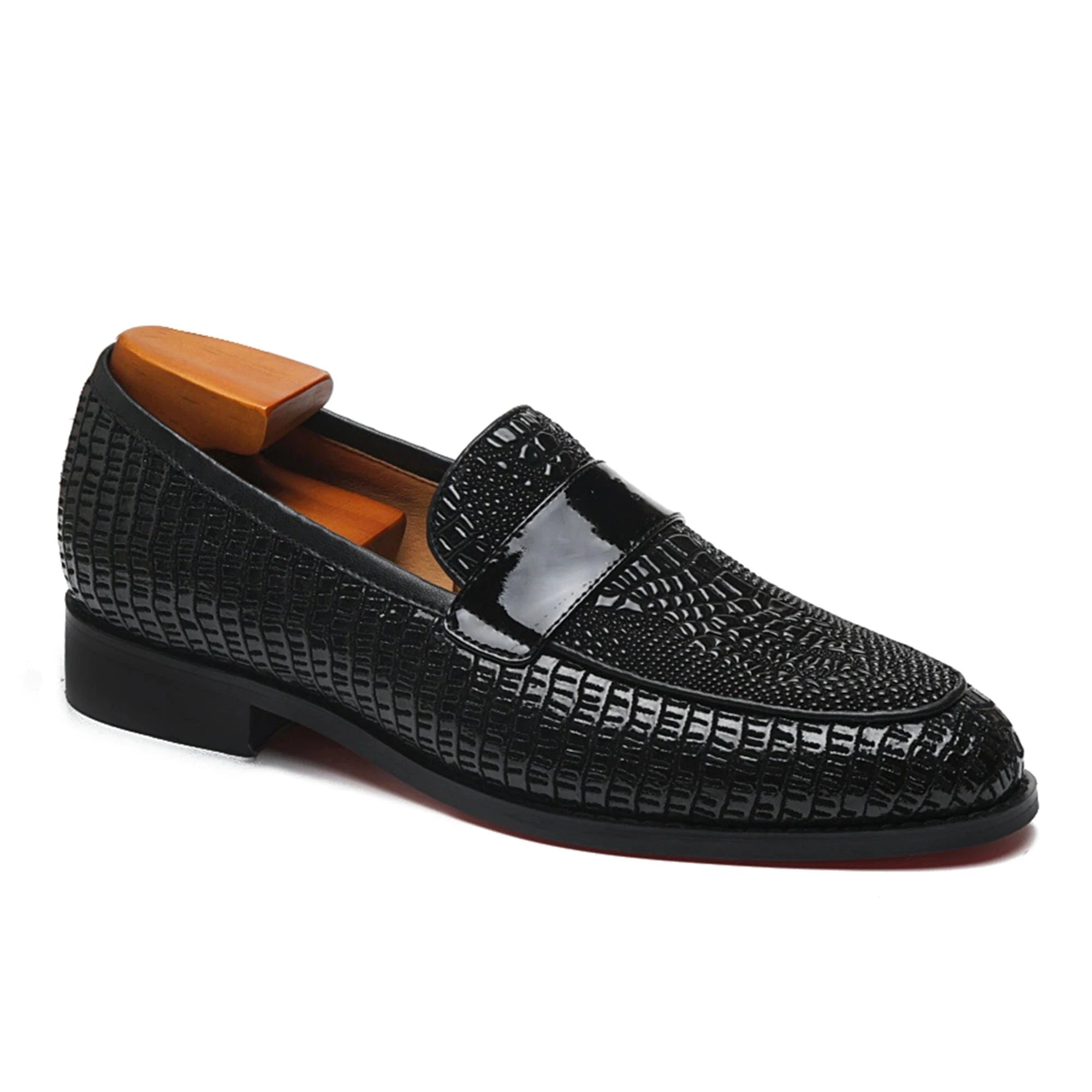 luxury leather loafers for men - red bottom