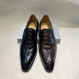 Virello – Men’s Leather loafers with ostrich print (Black / Brown) - Ashour Shoes