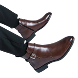 The Chiaro X - Leather ankle dress boots for men with zipper and strap - Ashour Shoes