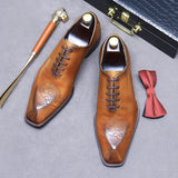 Eleganza - Men's Laser-Carved Leather Oxford Dress Shoes - Ashour Shoes
