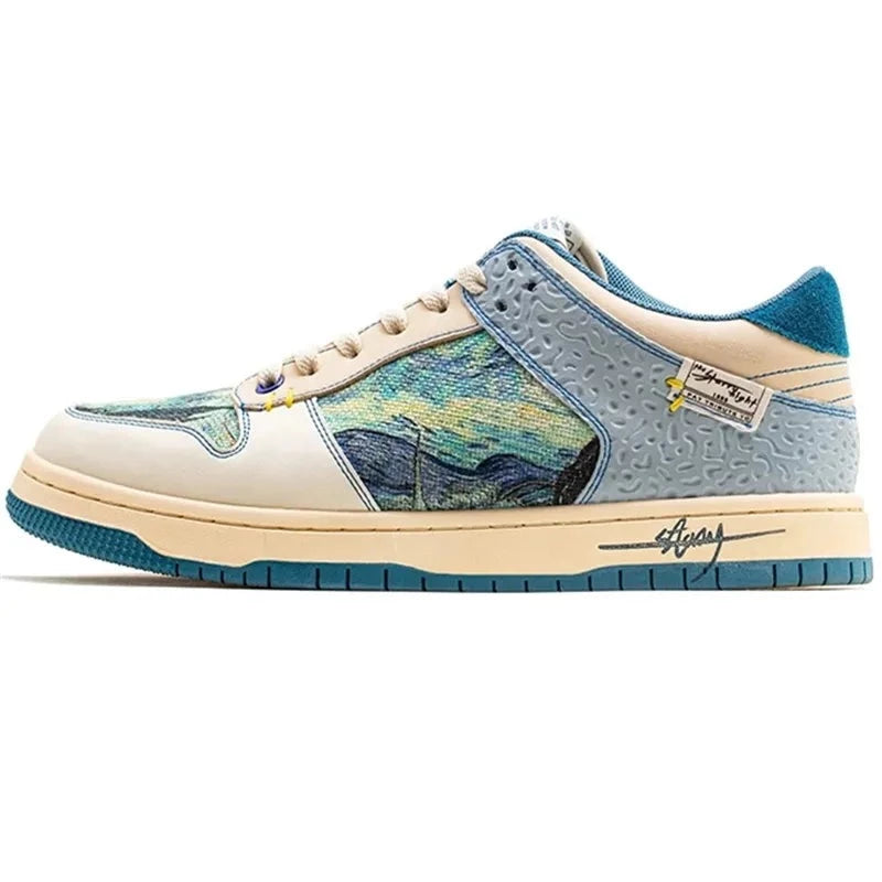 Van Gogh Starry Night - Original Designer Canvas Sneakers for men - Ashour Shoes