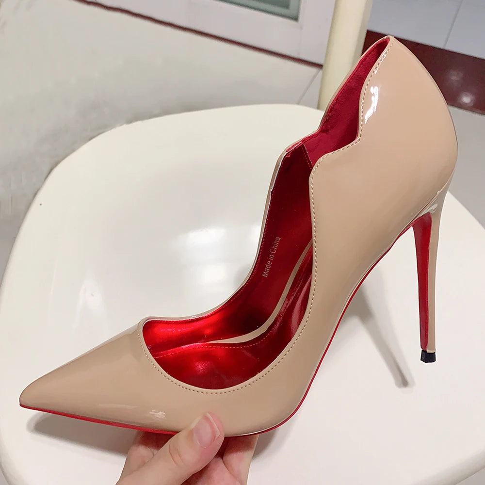 POX Luxx - Elegant red bottom/inner stiletto heels for women (12cm)