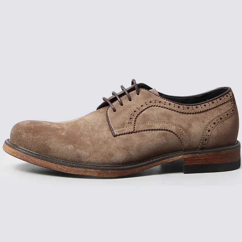 Oliva - Men's Genuine Suede Brogue Derby Shoes - Ashour Shoes