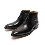The Byaro - Men's Italian Leather Brogue Dress Boots - Ashour Shoes