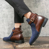 Wibo - Fashion suede leather boots for men with buckle/belt detail - Ashour Shoes