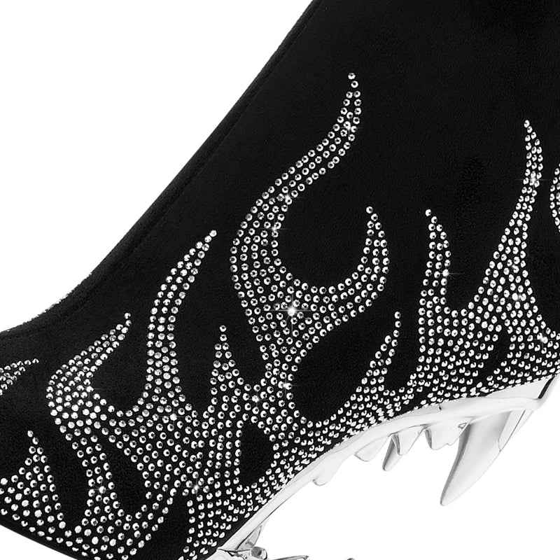 Diamond Flame Unique Teeth Tiger Teeth Shaped heel Women's Boots (11cm)