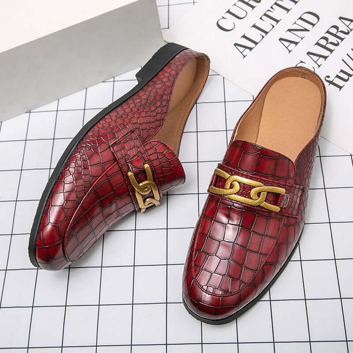 il lusso M - Crocodile Pattern Leather Mules backless loafers/Slippers for Men - Ashour Shoes