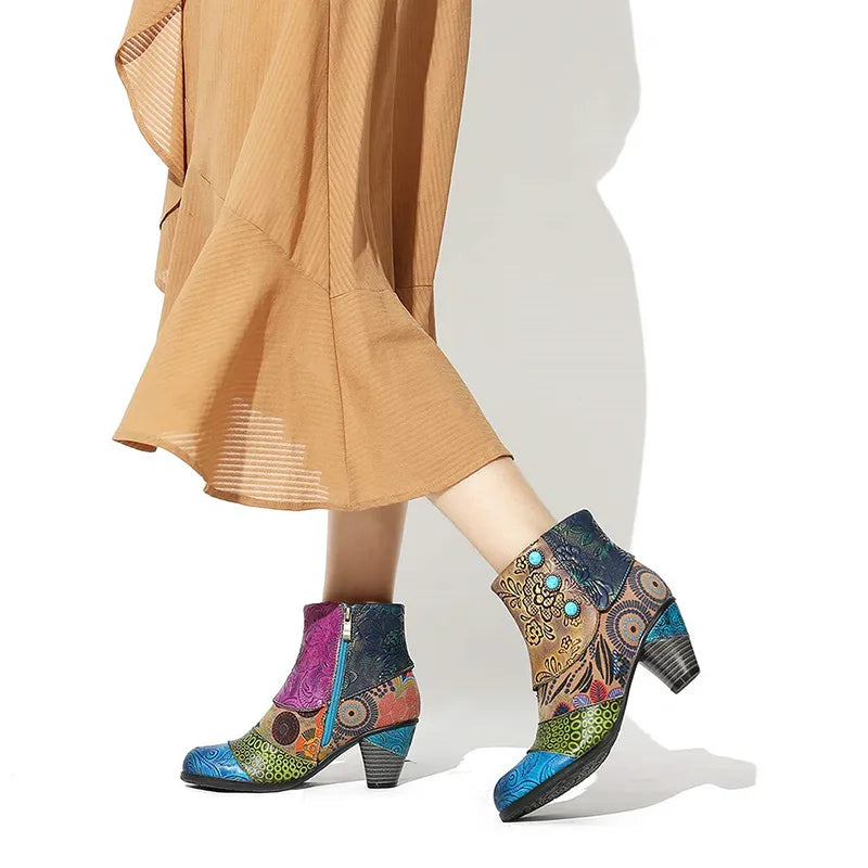 The Ardita - Daring Colorful leather Booties for women