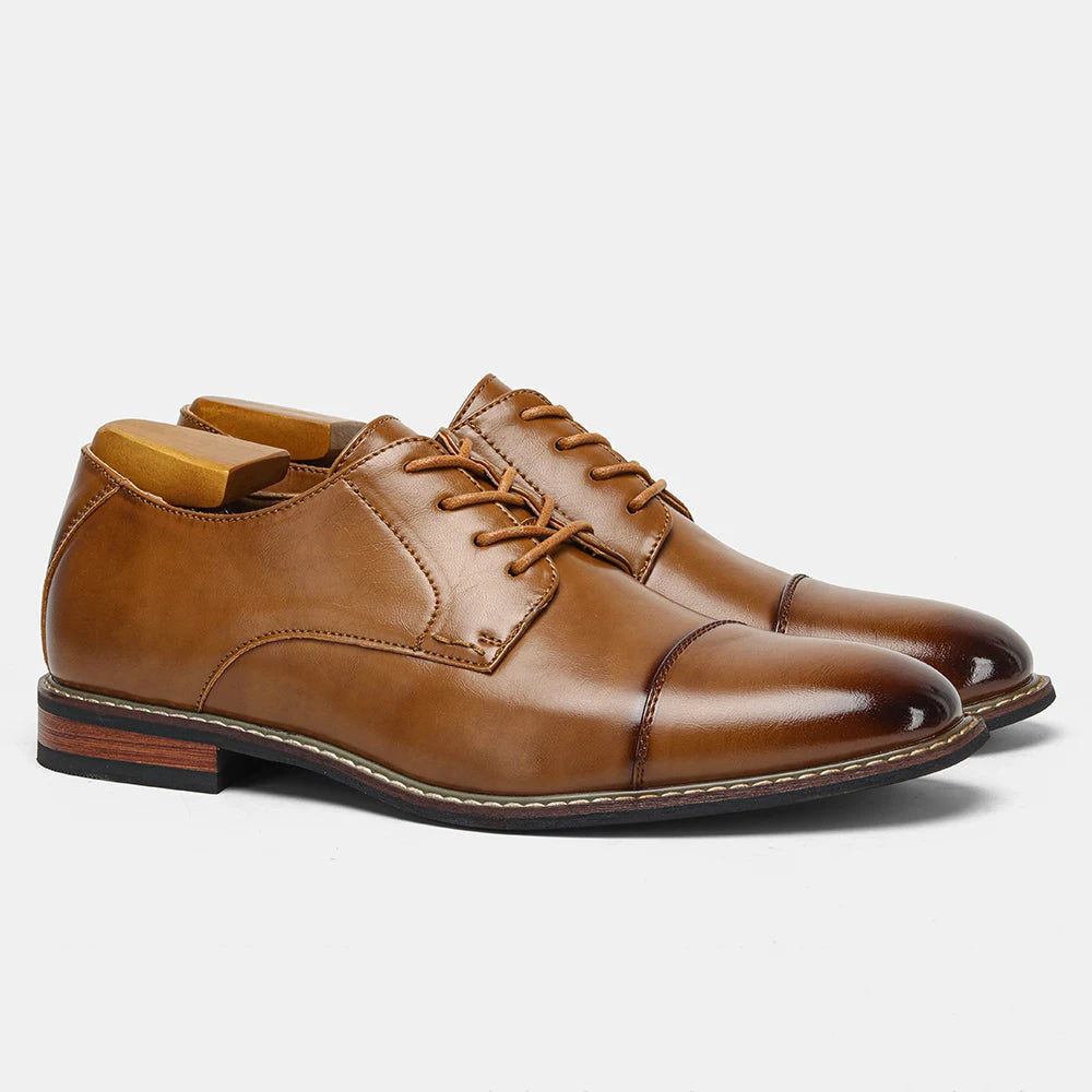 Brunito - Men's Polished Cap Toe Derby Dress Shoes - Ashour Shoes