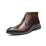 Bromley – Men’s Alligator-Print Leather Ankle Boots – Winter Dress Boots - Ashour Shoes