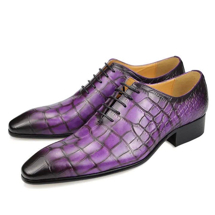 Drillo 3 - Alligator print/crocodile pattern oxford dress shoes for men - Ashour Shoes