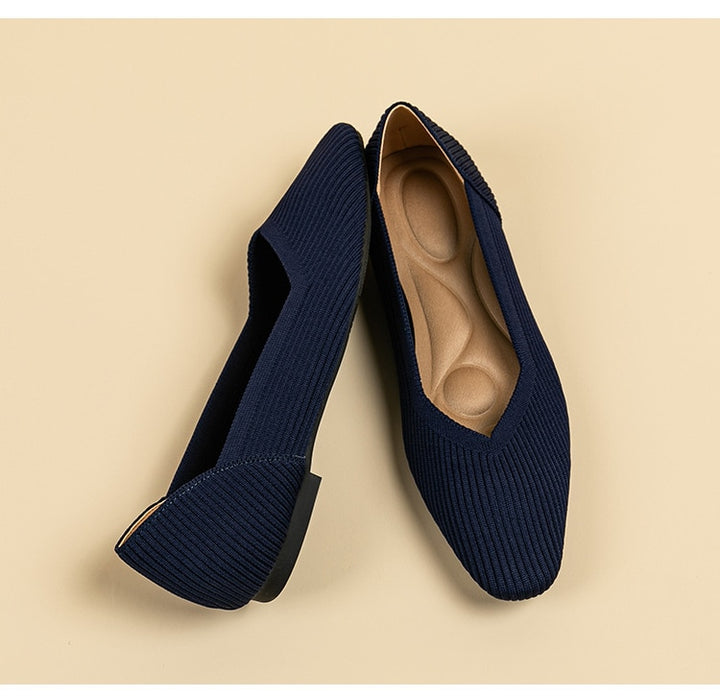 The EcoStride - Square-Toe V-Cut Flats Cruelty-free footwear For Women - Ashour Shoes