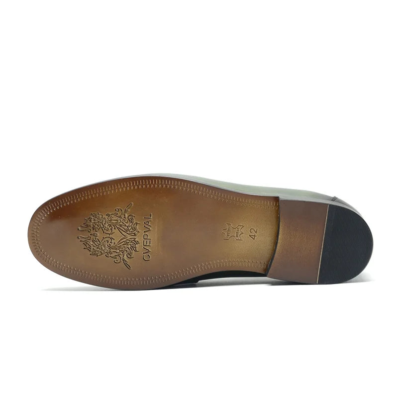 Smeraldo - Men's Luxury Green Embossed Leather Slip-On Loafers - Ashour Shoes