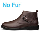 Stile - Men's Embossed Leather Buckle Ankle Boots - Ashour Shoes