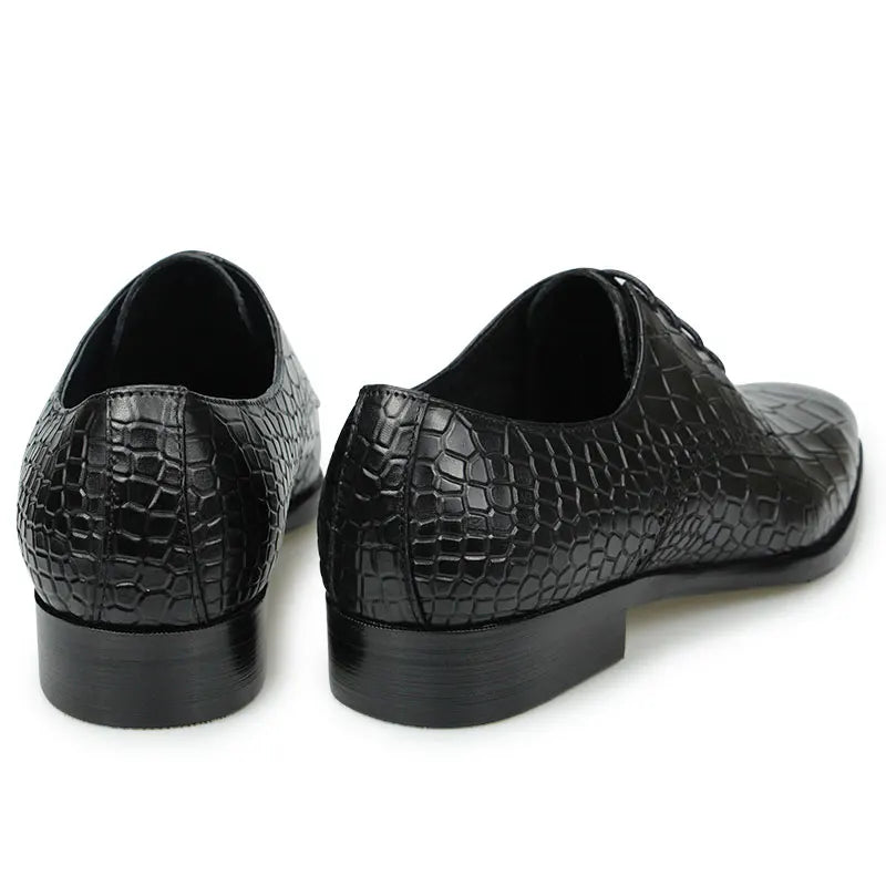 Ravion – Men’s Crocodile-Embossed Leather Derby DRESS Shoes - Ashour Shoes