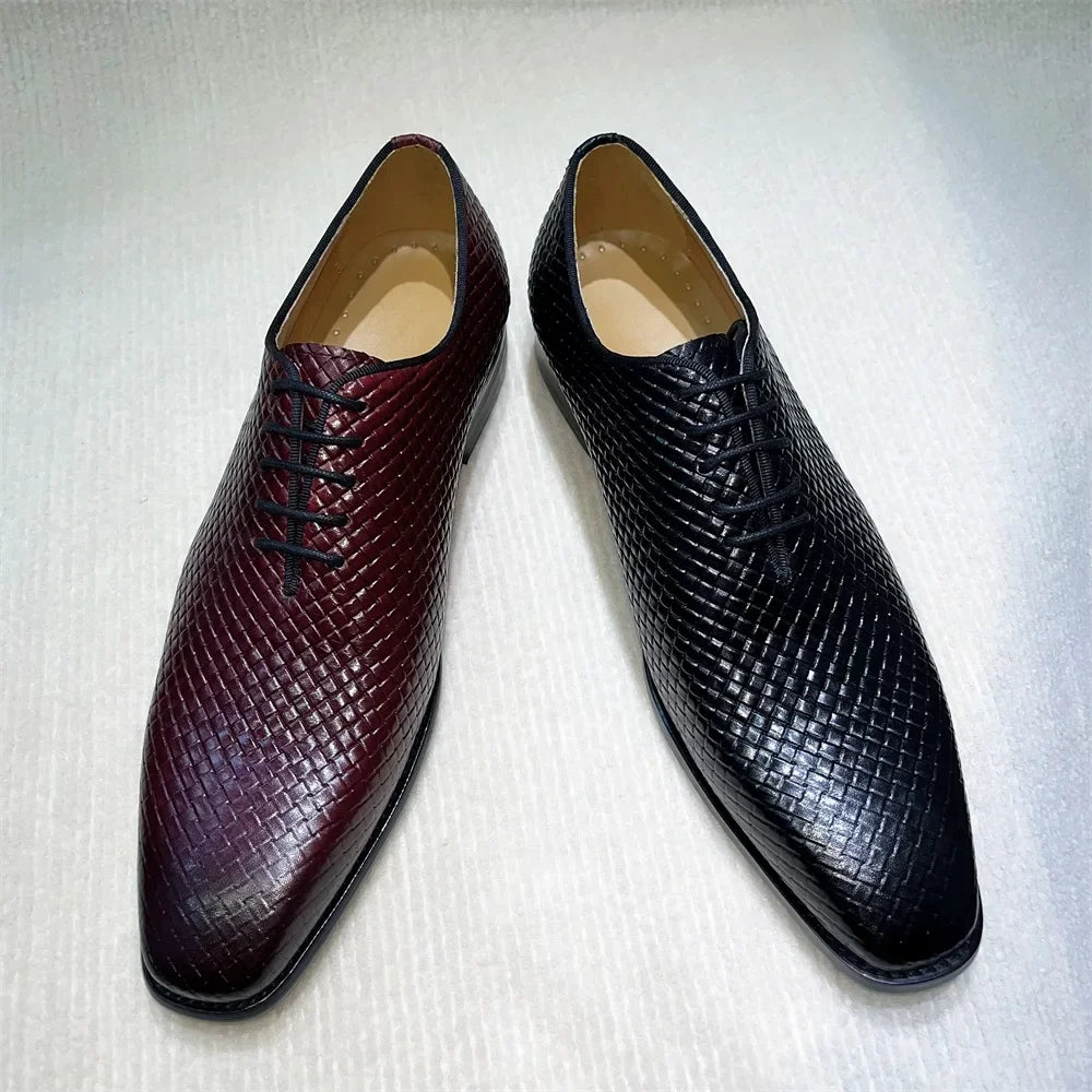 Intreccio - Men's Elegant Woven Leather Oxford Dress Shoes - Ashour Shoes