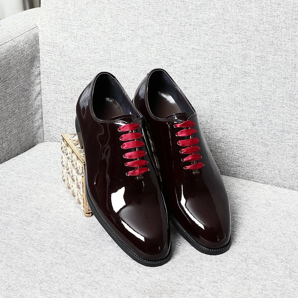 Rosso S - Glossy Red bottom burgundy leather oxford dress shoes