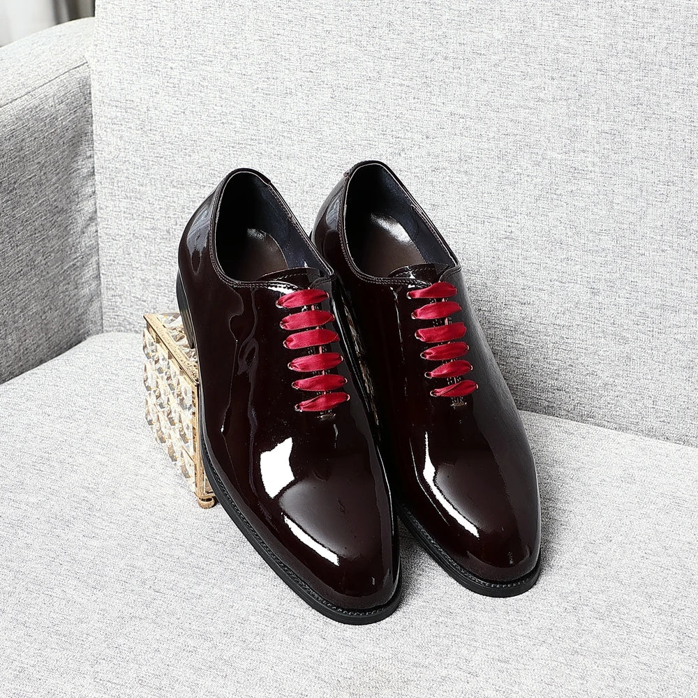 Rosso S - Glossy Red bottom burgundy leather oxford dress shoes - Ashour Shoes