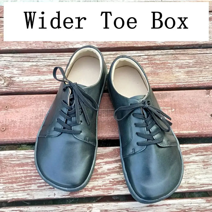 Ampio - Barefoot Microfiber Lace-Up Flats with Wider Toe Box