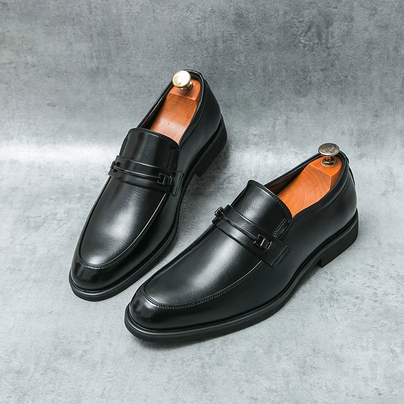 Raffinato - Men's Polished Leather Almond Toe Loafers - Ashour Shoes