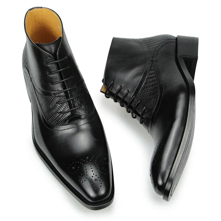 The Ardito - Brogue two tone leather boots for men - Ashour Shoes