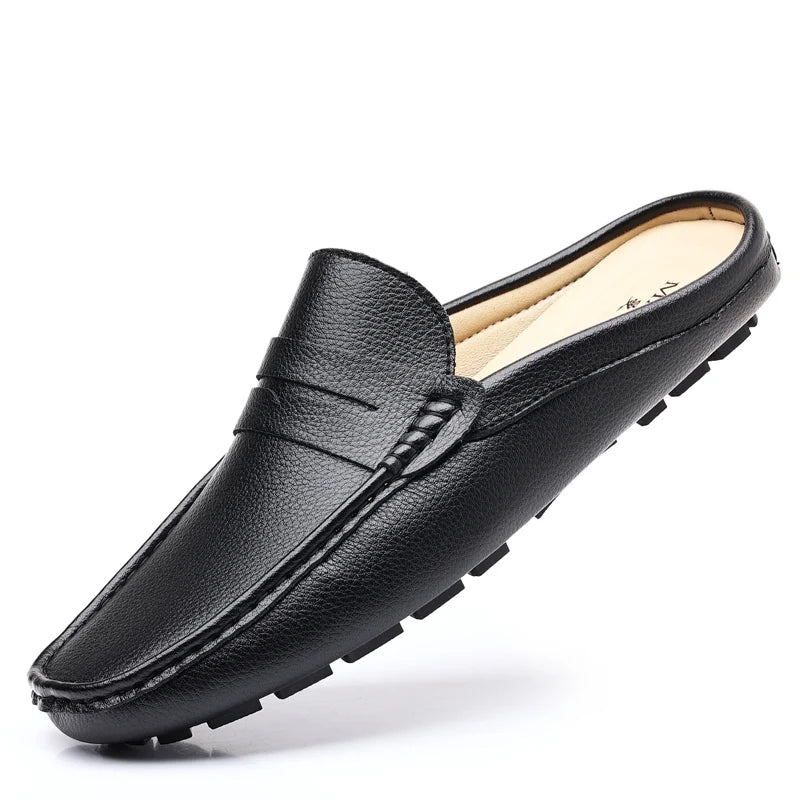 Momo A2 - backless loafers / leather mules for men - Ashour Shoes