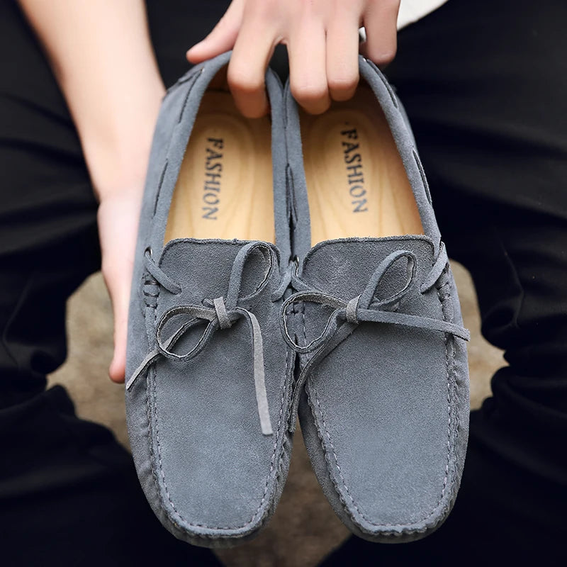 Sereno - Men's Casual Navy Suede Driving Loafers - Ashour Shoes