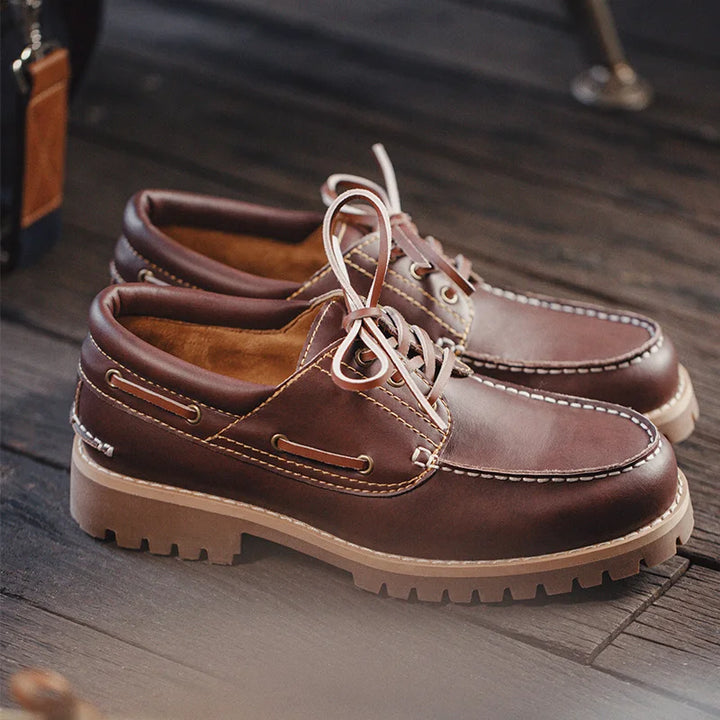 Robusto - Men's Rugged Leather Boat Shoes - Ashour Shoes