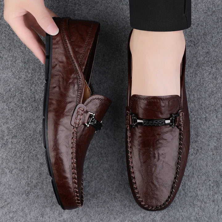 Veloce - Men's Premium Leather Buckle Driving Loafers