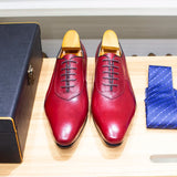 Magnifico - Men's Luxury Red Leather Textured Oxford Dress Shoes - Ashour Shoes