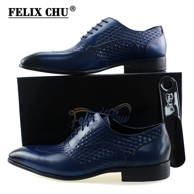 Stile - Men's Elegant Genuine Leather Woven Oxford Dress Shoes - Ashour Shoes
