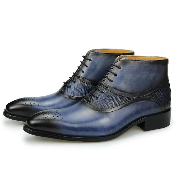 The Ardito - Brogue two tone leather boots for men - Ashour Shoes