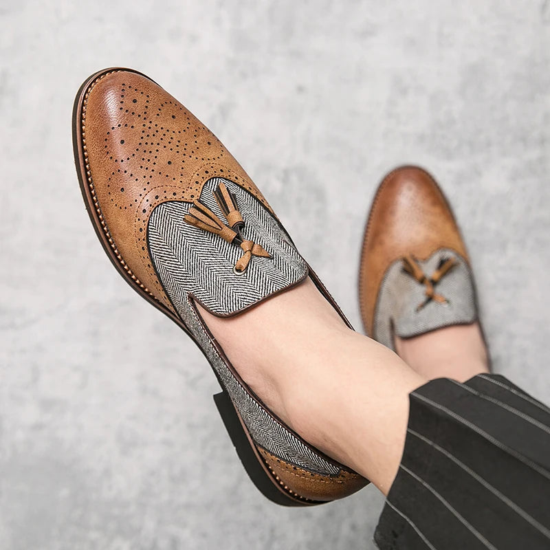 The ariginte - Two tone spectator tassel brogue loafers for men - Ashour Shoes