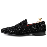 Sfarzo - Men's Black Crystal Embellished Slip-On Loafer Dress Shoes - Ashour Shoes