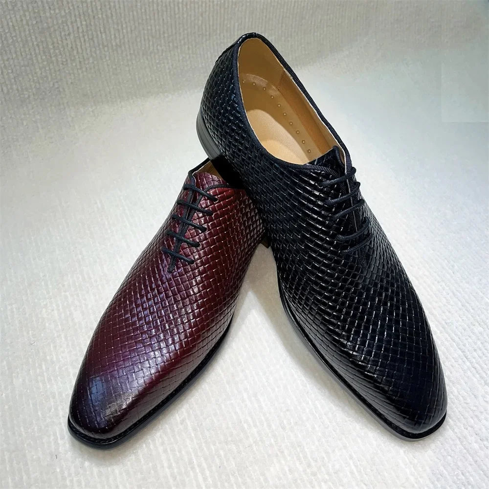 Intreccio - Men's Elegant Woven Leather Oxford Dress Shoes - Ashour Shoes