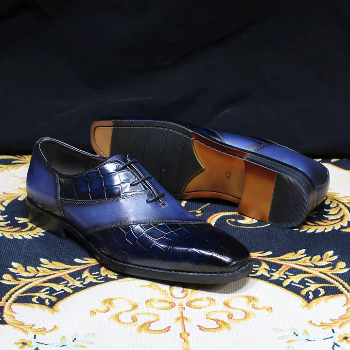 il gestore 3 - Two tone unique black and blue oxford shoes for men