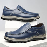 Sportivo - Men's Casual Blue Genuine Leather Moc Toe Loafers - Ashour Shoes