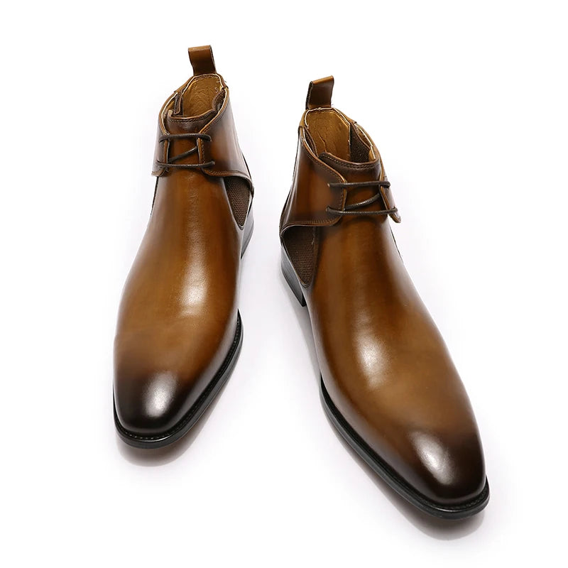 Stile - Men's Elegant Leather Ankle Boots for Business & Wedding - Ashour Shoes