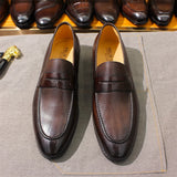 Stile - Men's Textured Genuine Leather Penny Loafers - Ashour Shoes