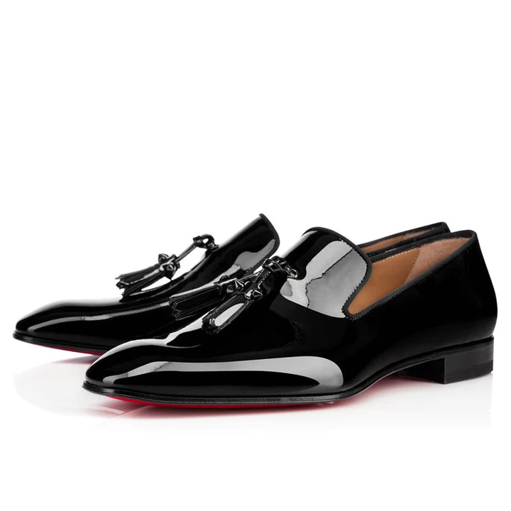 Rossi P3  - Shiny red bottom sole tassel patent leather loafers for men