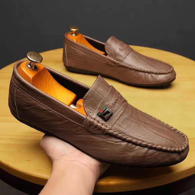Stile - Men's Casual White PU Leather Slip-On Loafers - Ashour Shoes